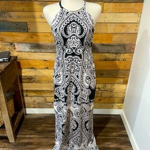 Macy’s INC Black and White Halter Maxi Dress